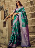 Satin Green Festival Wear Brasso Saree